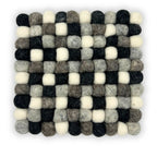 Multi-Grey Felt Ball Square Placemat – 20cm