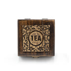 Carved Mango Wood Tea Box with 4 Compartments