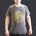 Hamsa Dark Grey Stonewashed Cotton T-Shirt – Small