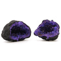 Blue Coloured Calcite Geode on Black Rock