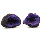 Blue Coloured Calcite Geode on Black Rock