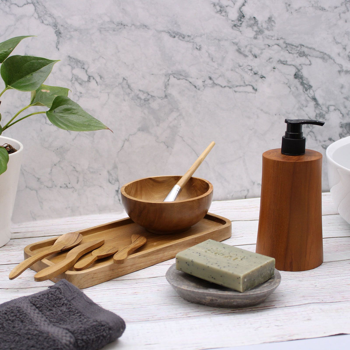 Tapered Natural Teakwood Soap Dispenser