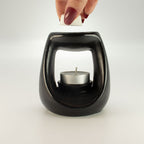 Large Oval Ceramic Oil Burner – Matt Black