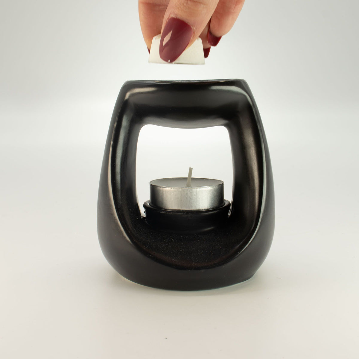 Large Oval Ceramic Oil Burner – Matt Black