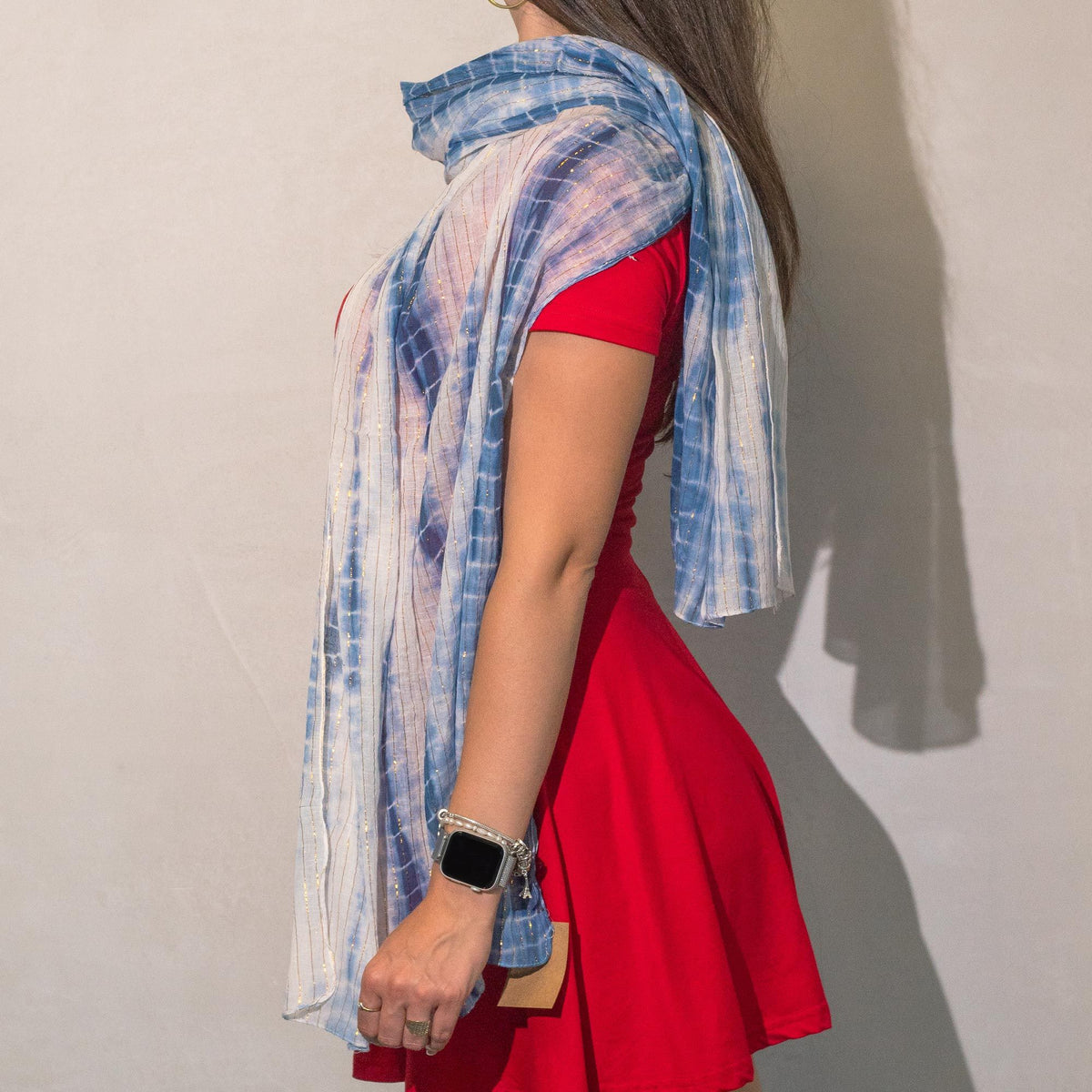 Dusky Blue Party Shine Scarf – 180 x 50cm