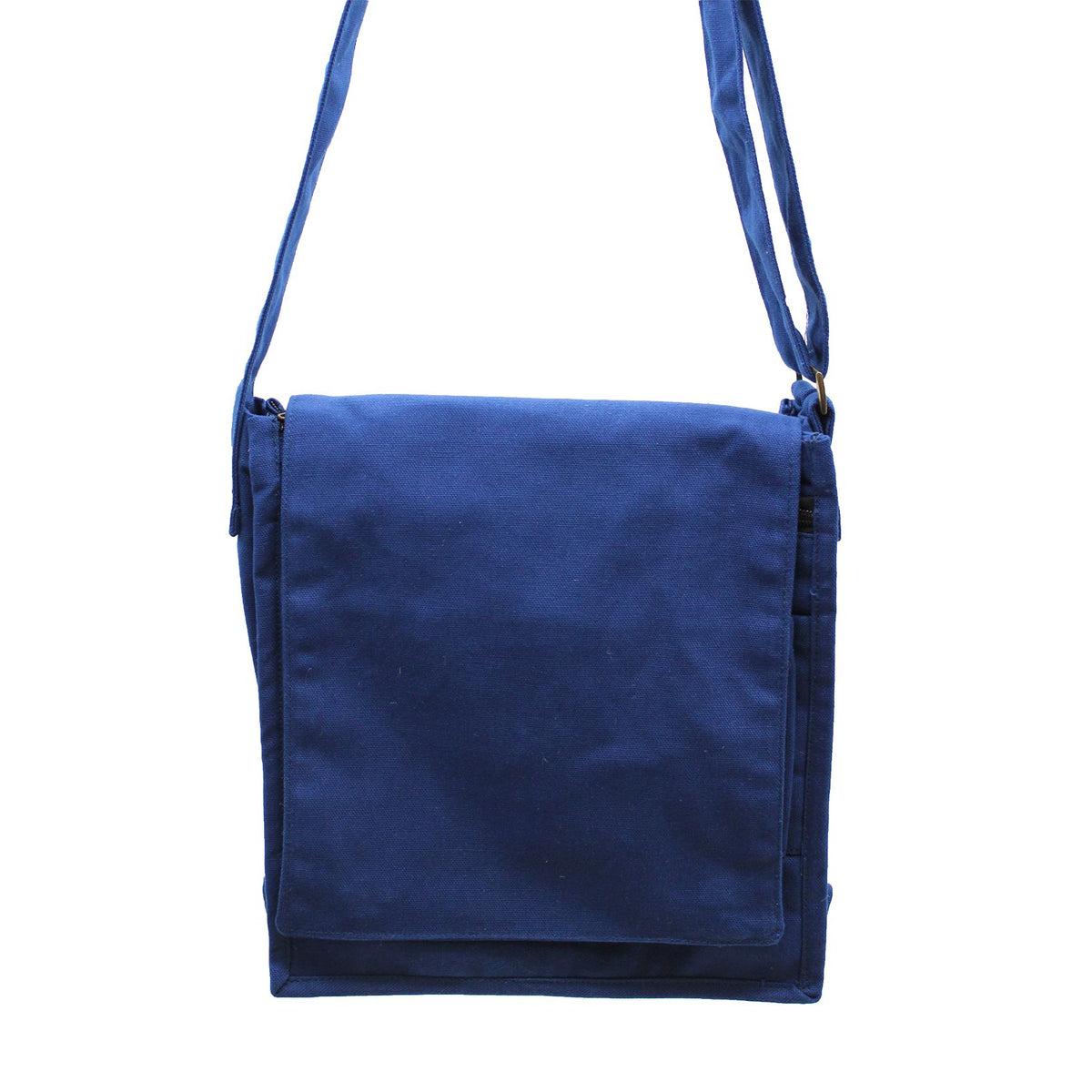 Navy Blue Cotton Canvas Messenger Bag