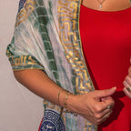 Green and Gold Marbella Print Scarf – 180 × 50cm