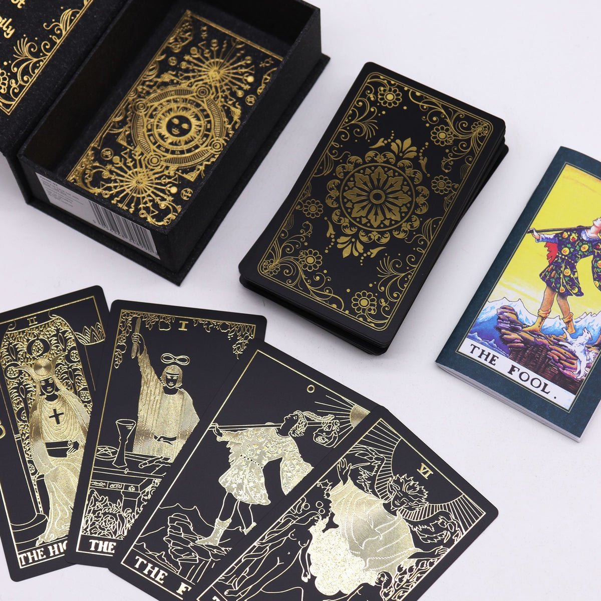 Gold Foil Tarot Cards with Book and Gift Box