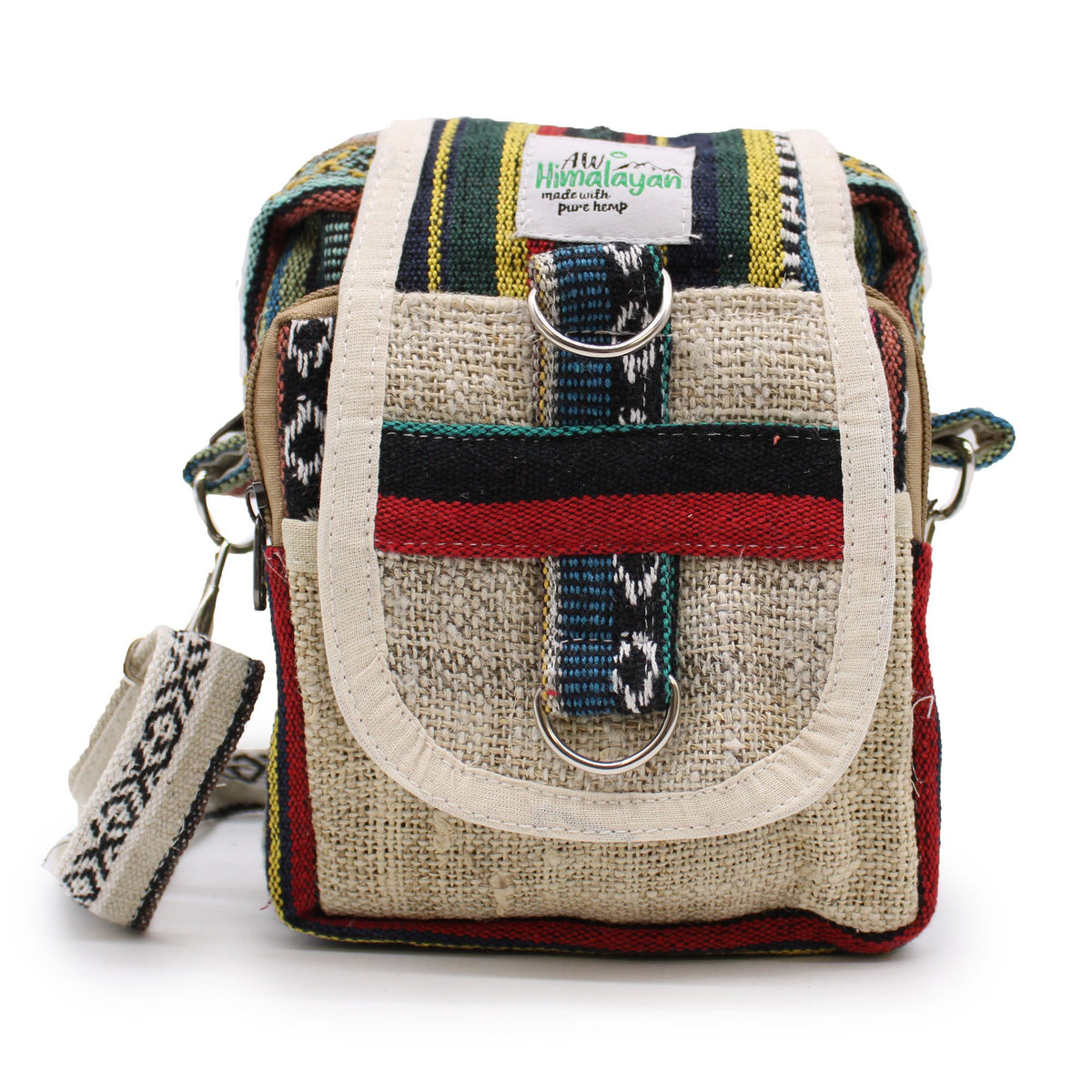 Natural Hemp Jhari Crossbody Travel Bag