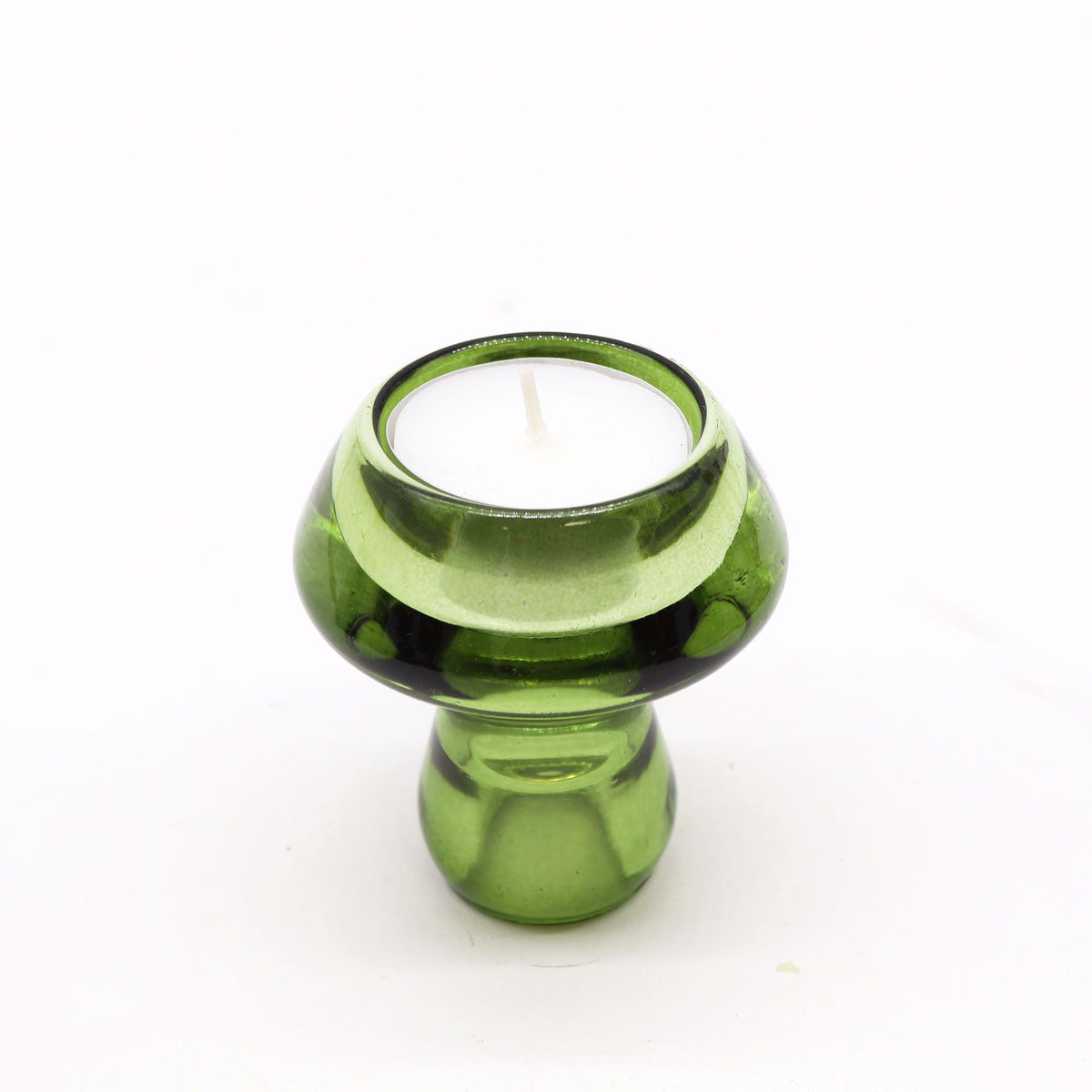 Jade Mushroom Glass Candle Holders – Set of 2