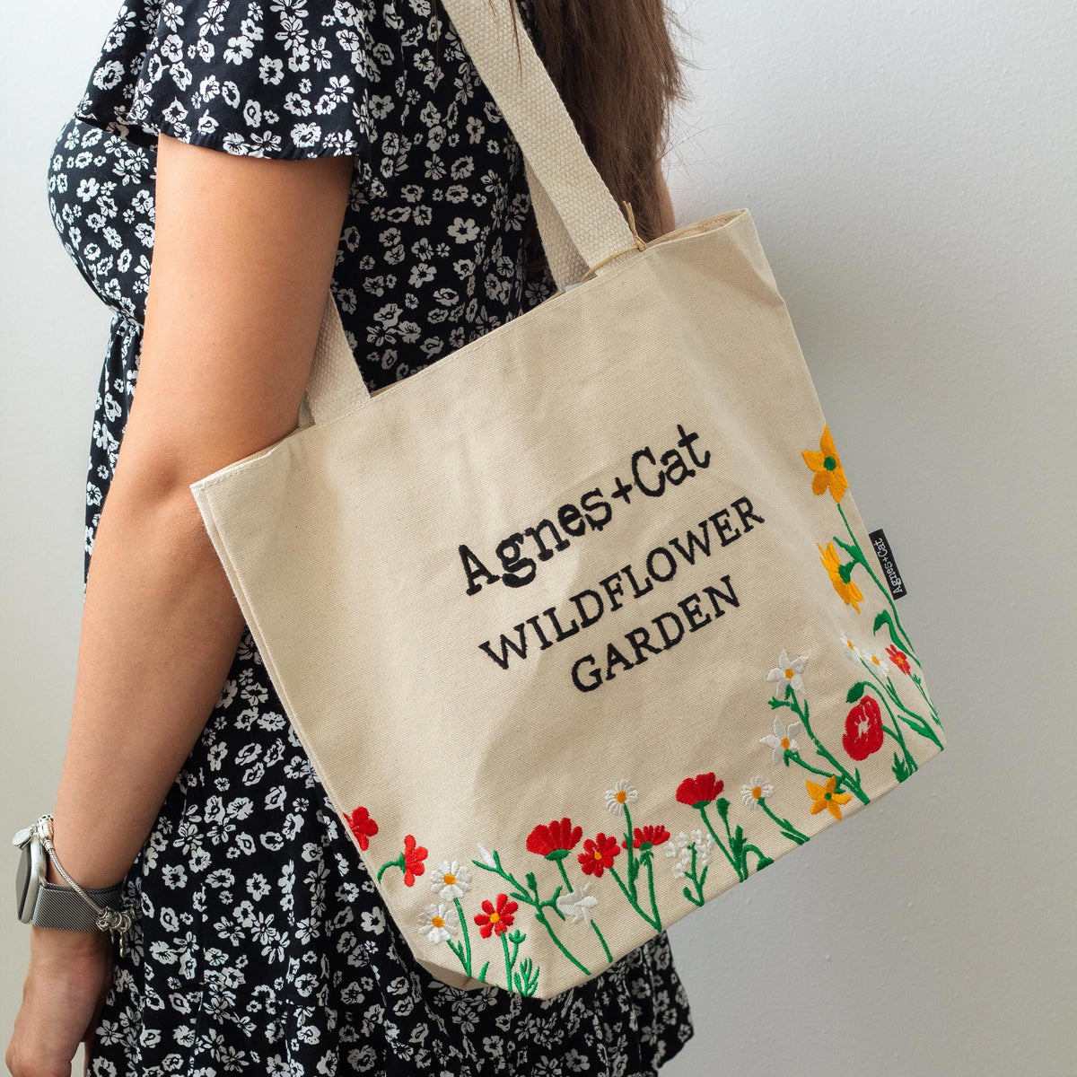 Agnes + Cat Wildflower Garden Embroidered Tote Bag