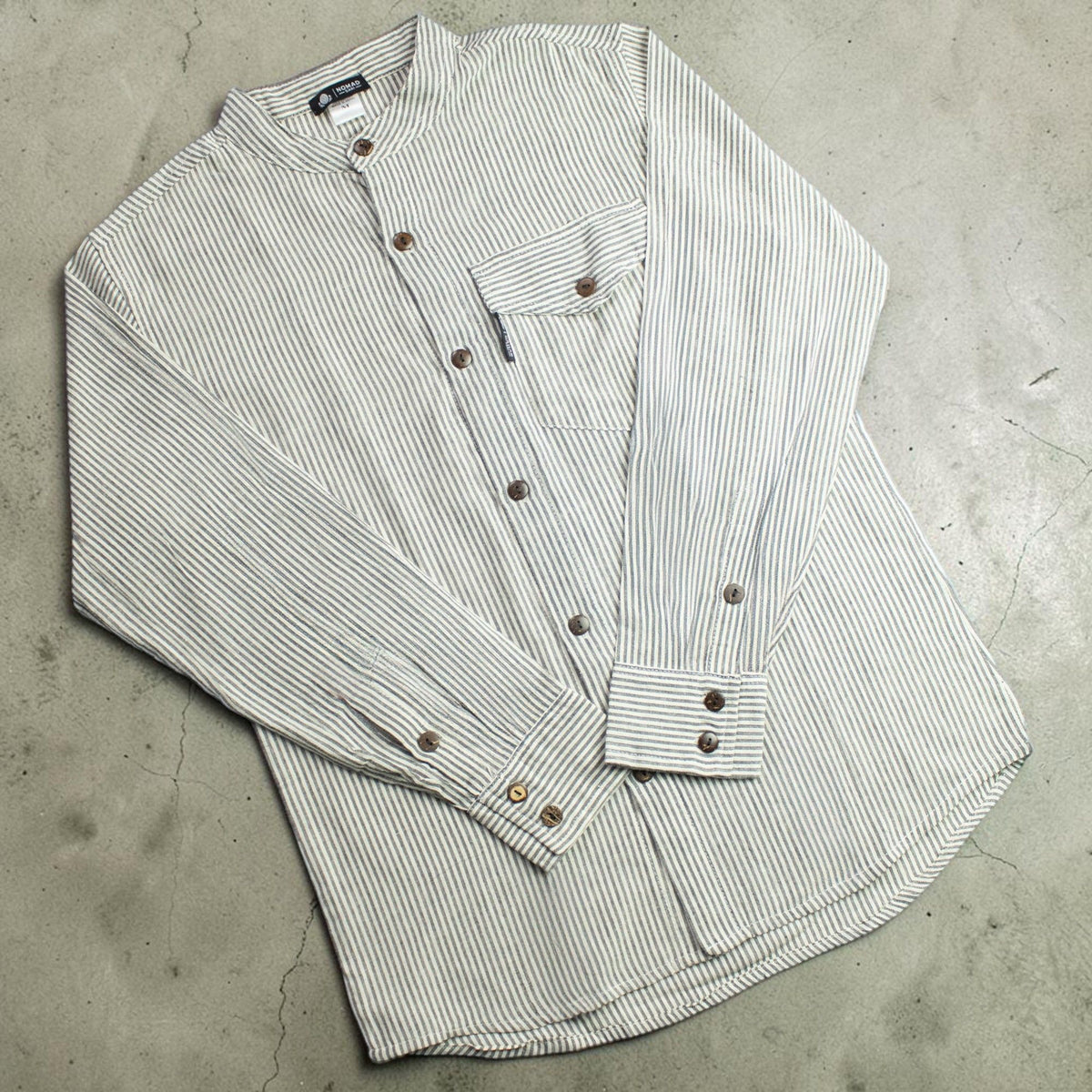 Grey Stone Sari Grandad Shirt – Large