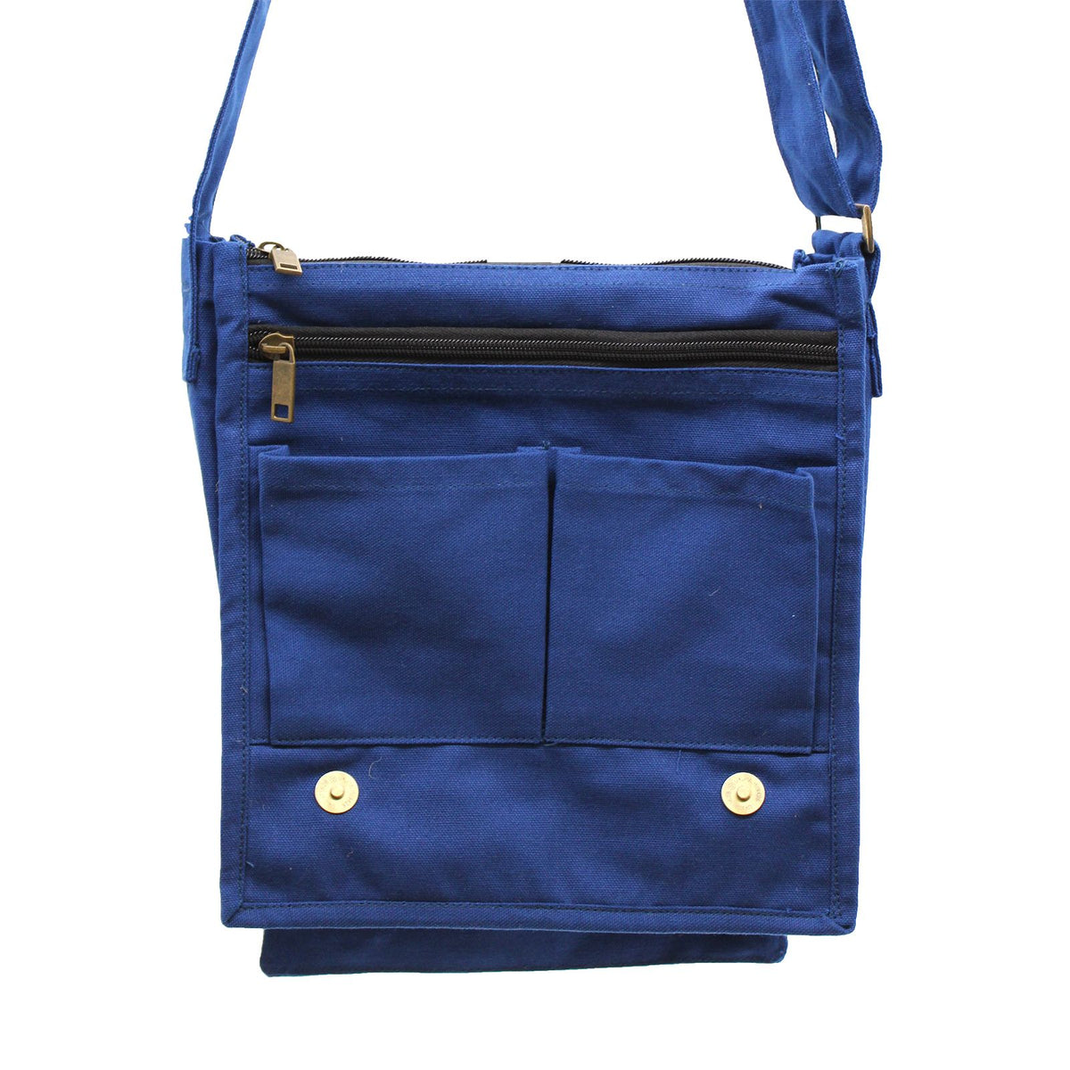 Navy Blue Cotton Canvas Messenger Bag