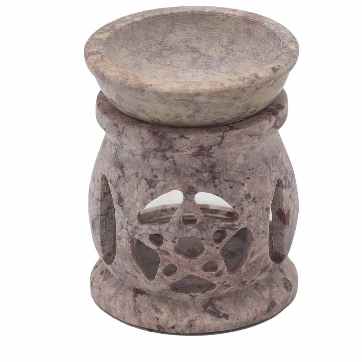 Soapstone Oil Burner with Three Moon Design – 8cm