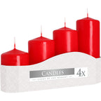 Red Pillar Candles – Set of 4, 50mm