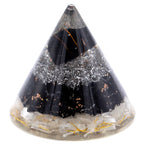 Selenite and Black Tourmaline Copper Orgonite Cone – 90mm