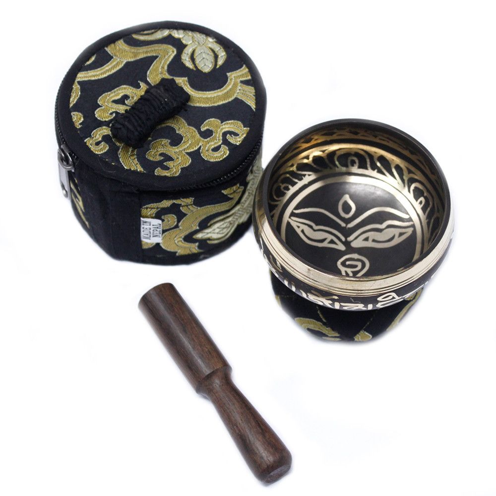 Black Mini Tibetan Singing Bowl Gift Set