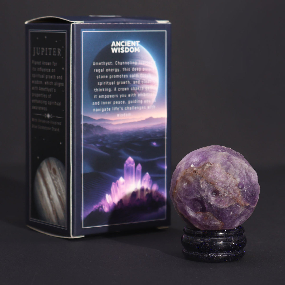 Amethyst Gemstone Planet on Goldstone Stand – 40mm