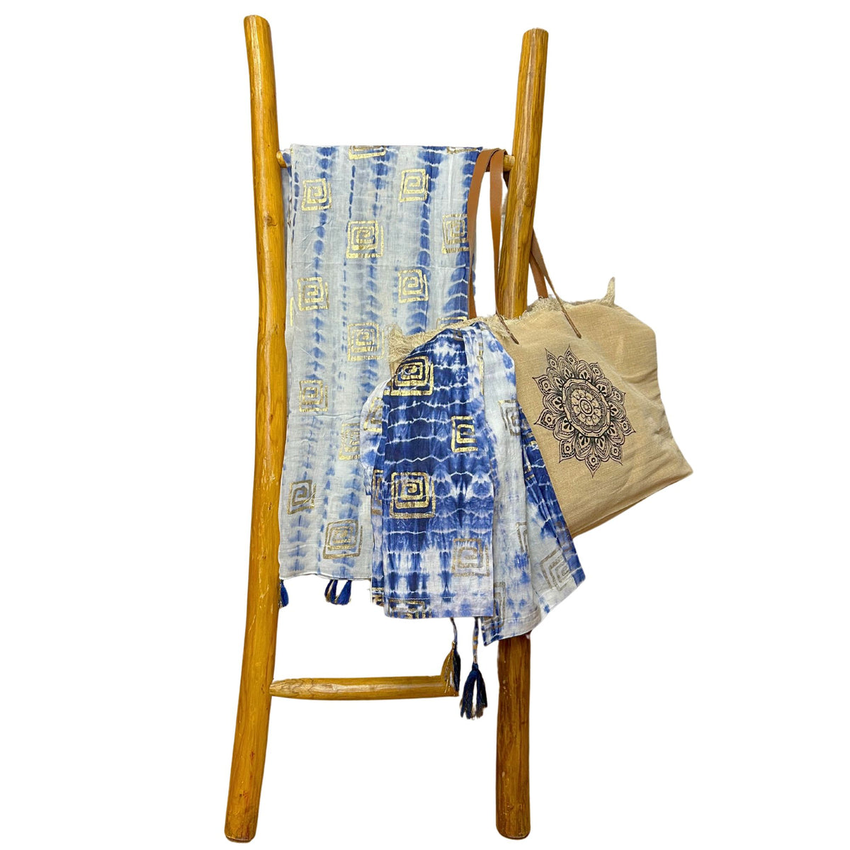 Blue Tie-Dye Block Print Pario
