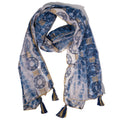 Marbella Print Scarf in Blue and Gold – 180 × 50cm