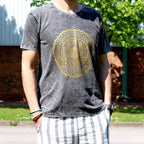 Mandala Stonewashed Cotton T-Shirt – Dark Grey, Medium