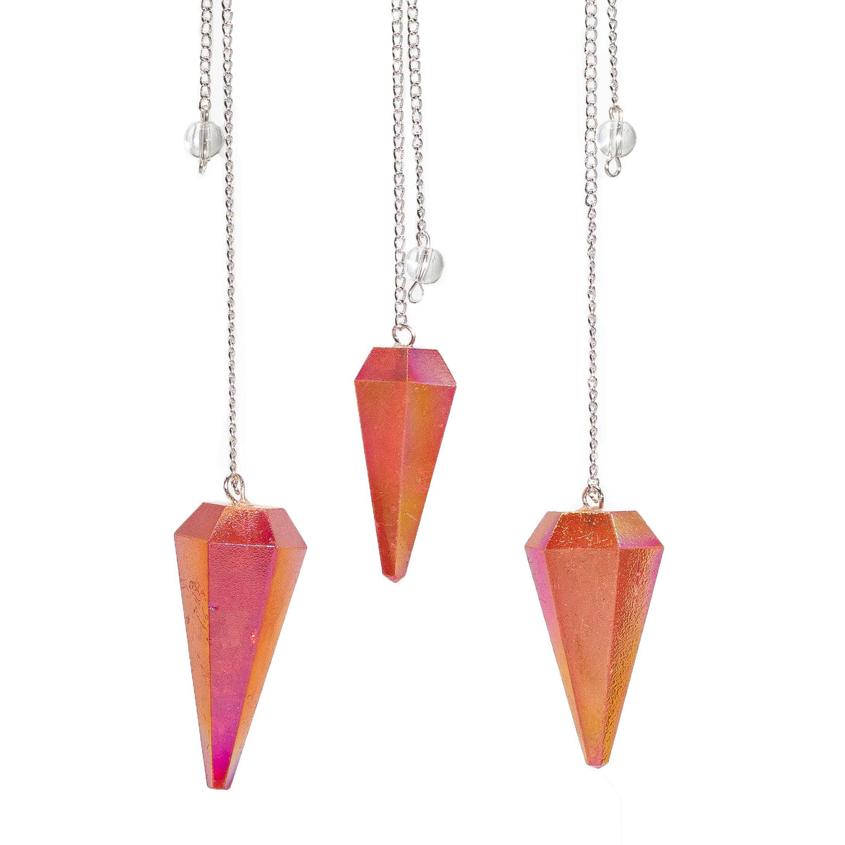 Peach Aurora Crystal Six-Sided Pendulum – 4cm