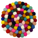 Round Felt Ball Placemat – 20cm Multi-Colour