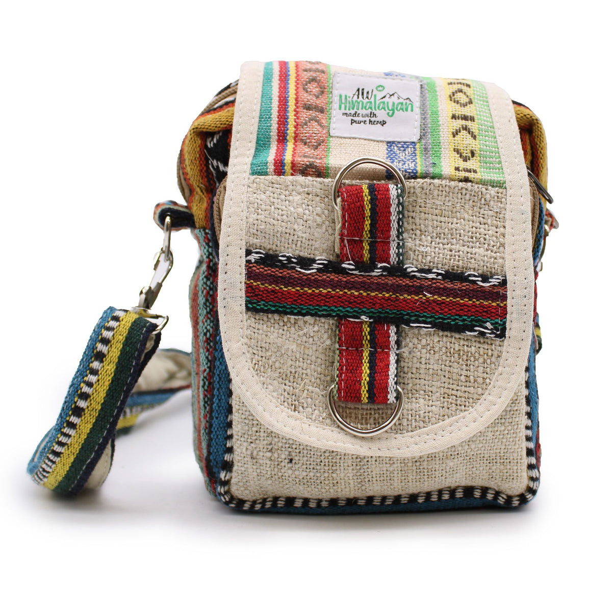 Natural Hemp Jhari Crossbody Travel Bag