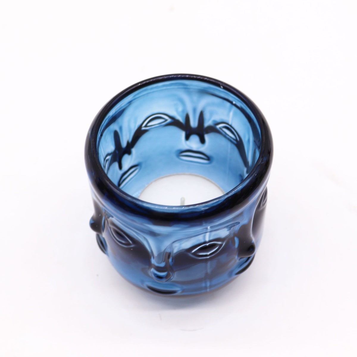 Royal Blue Buddha Face Candle Holders – Set of 2