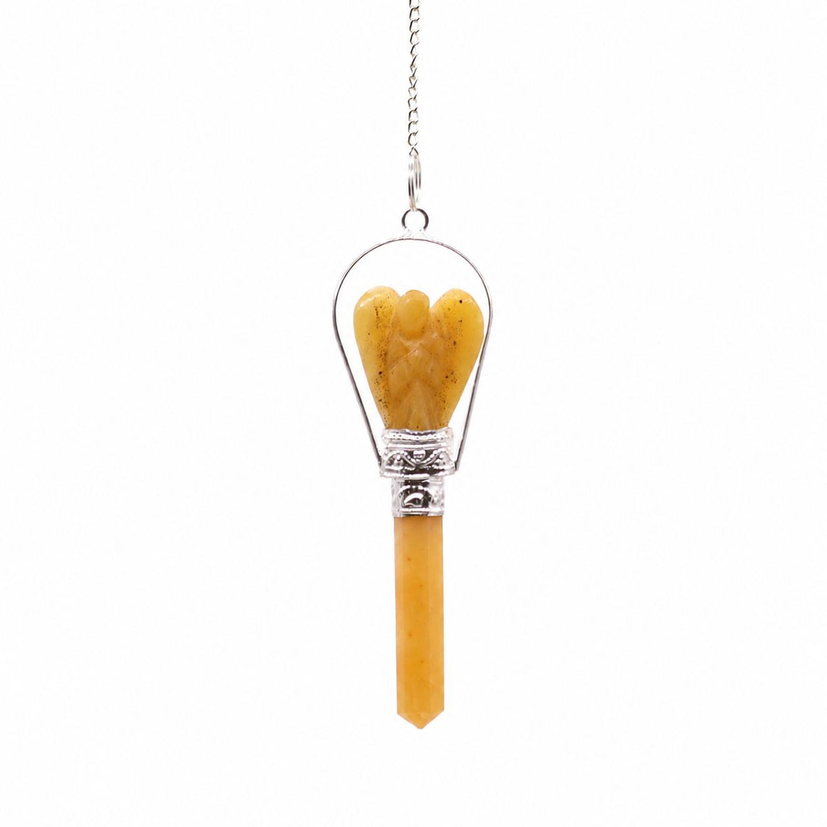 Yellow Quartz Angel Pendulum with Ring