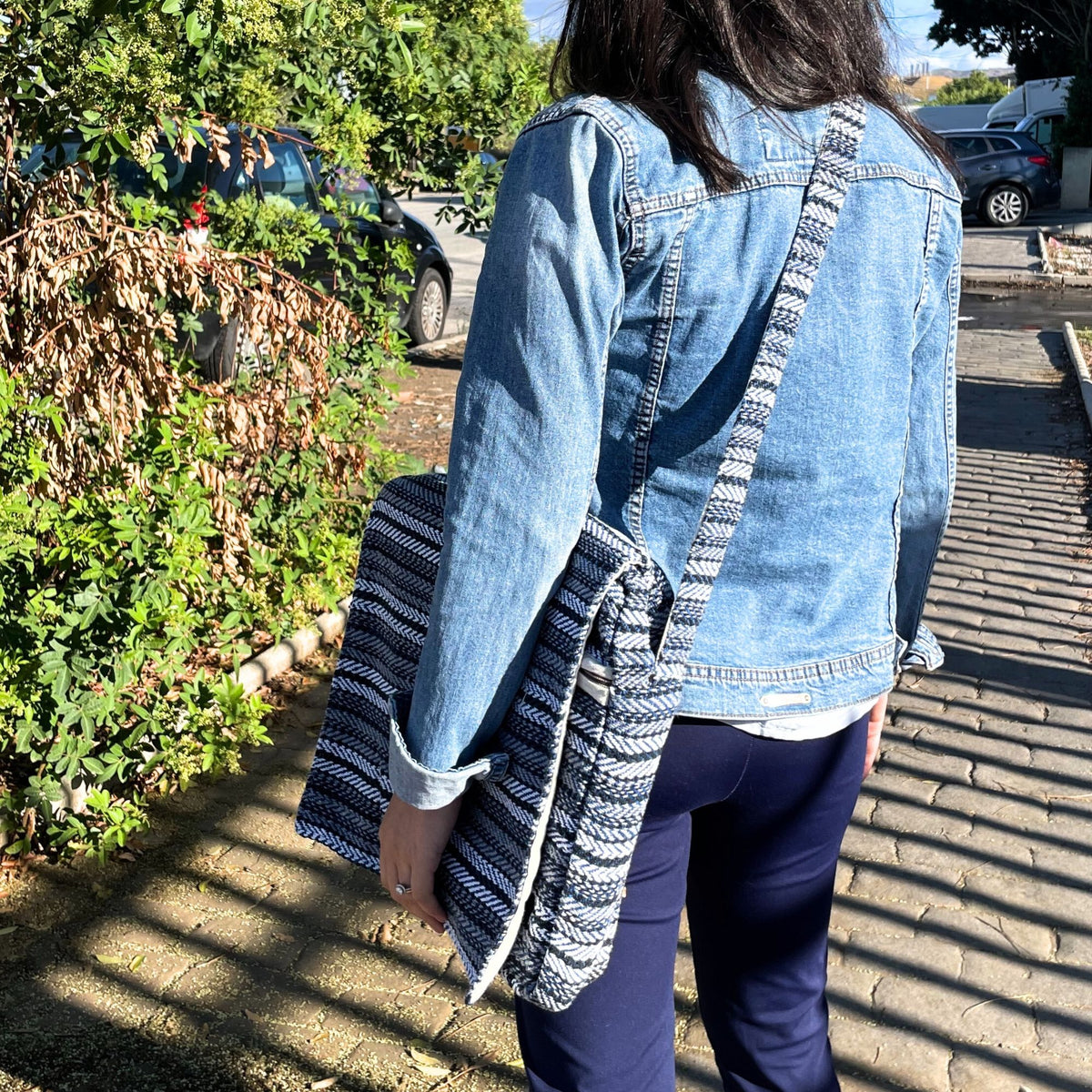 Soft Banjara Laptop Bag with Blue Stripes