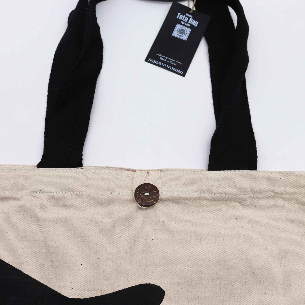 Black Cat Natural Sari Tote Bag – 10oz
