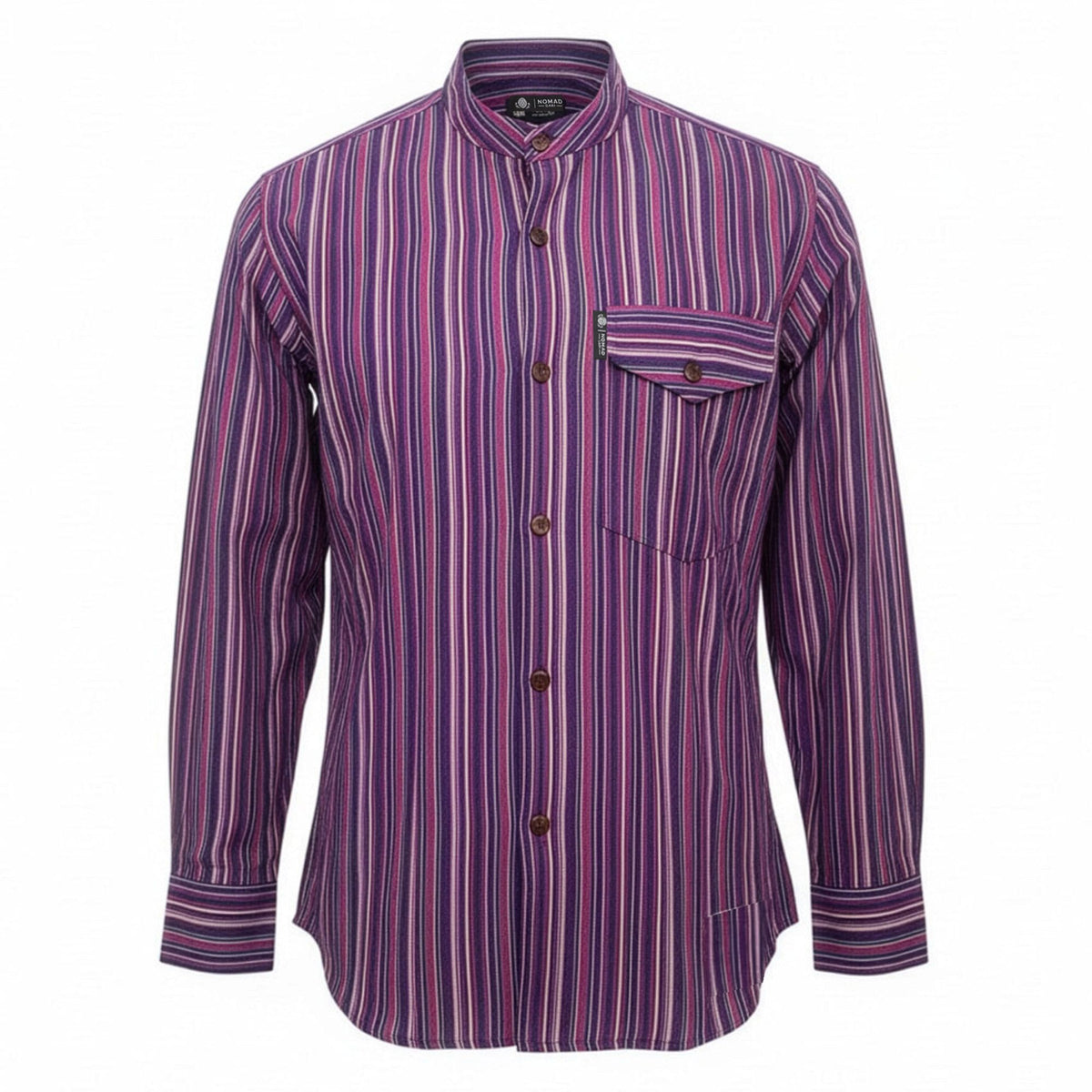 Black and Purple Sari Grandad Shirt – XL