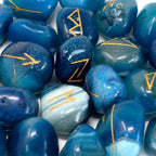 Blue Onyx Rune Stone Set with Pouch