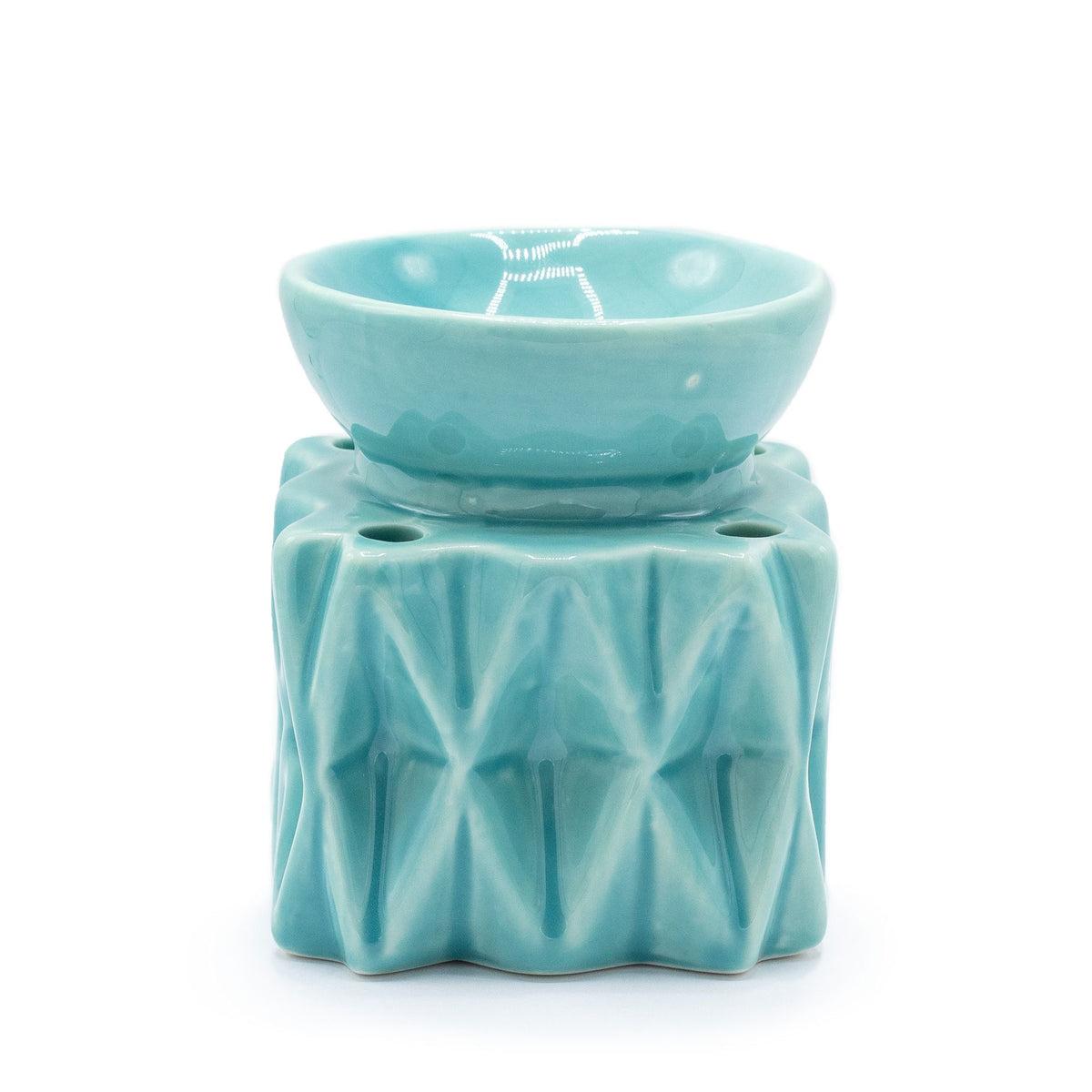 Blue Geometric Ceramic Oil Burner