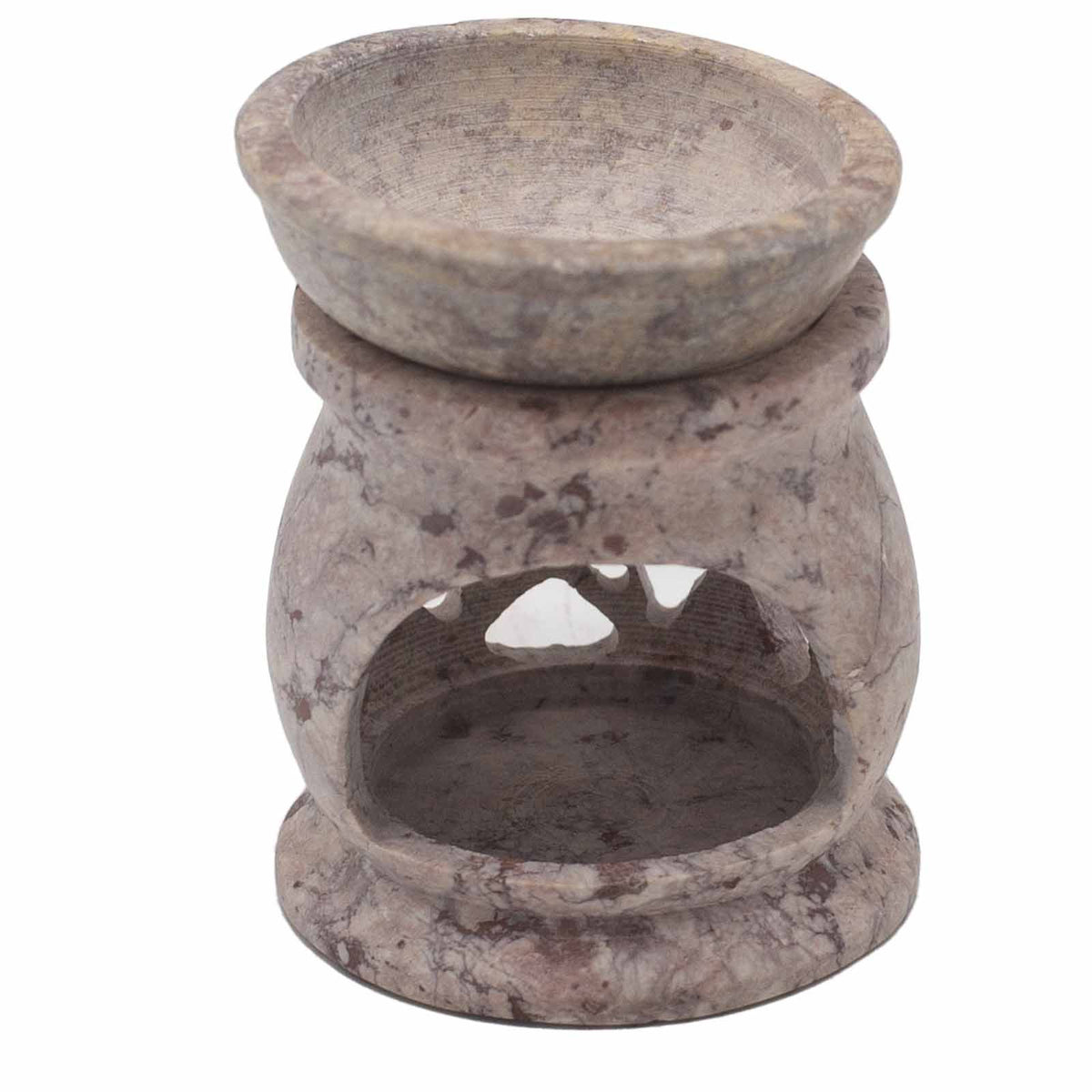 Soapstone Oil Burner with Three Moon Design – 8cm