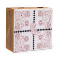 Large Square Enamelled Wooden Box – 15 × 17.5 × 8cm