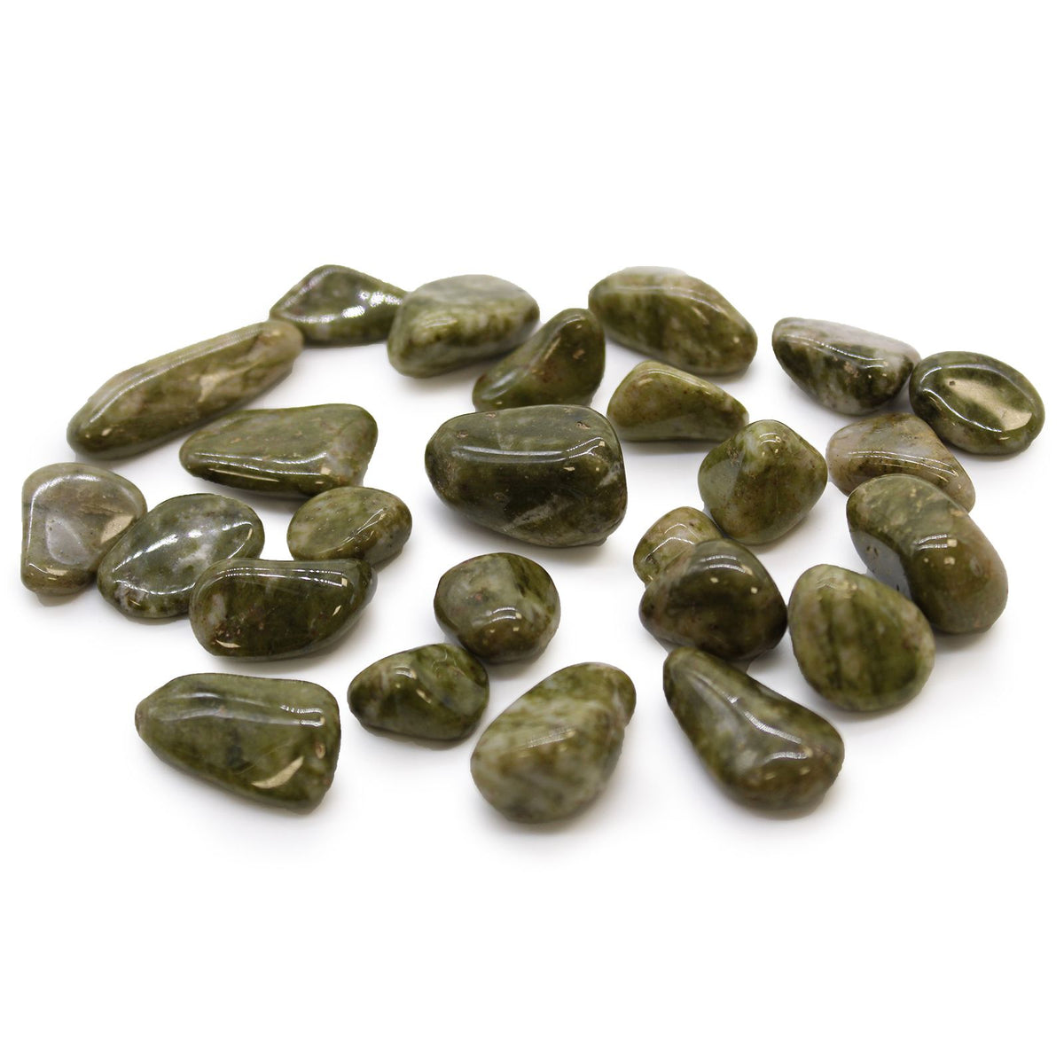 Epidote Snowflake Tumble Stones – 24 Small Stones