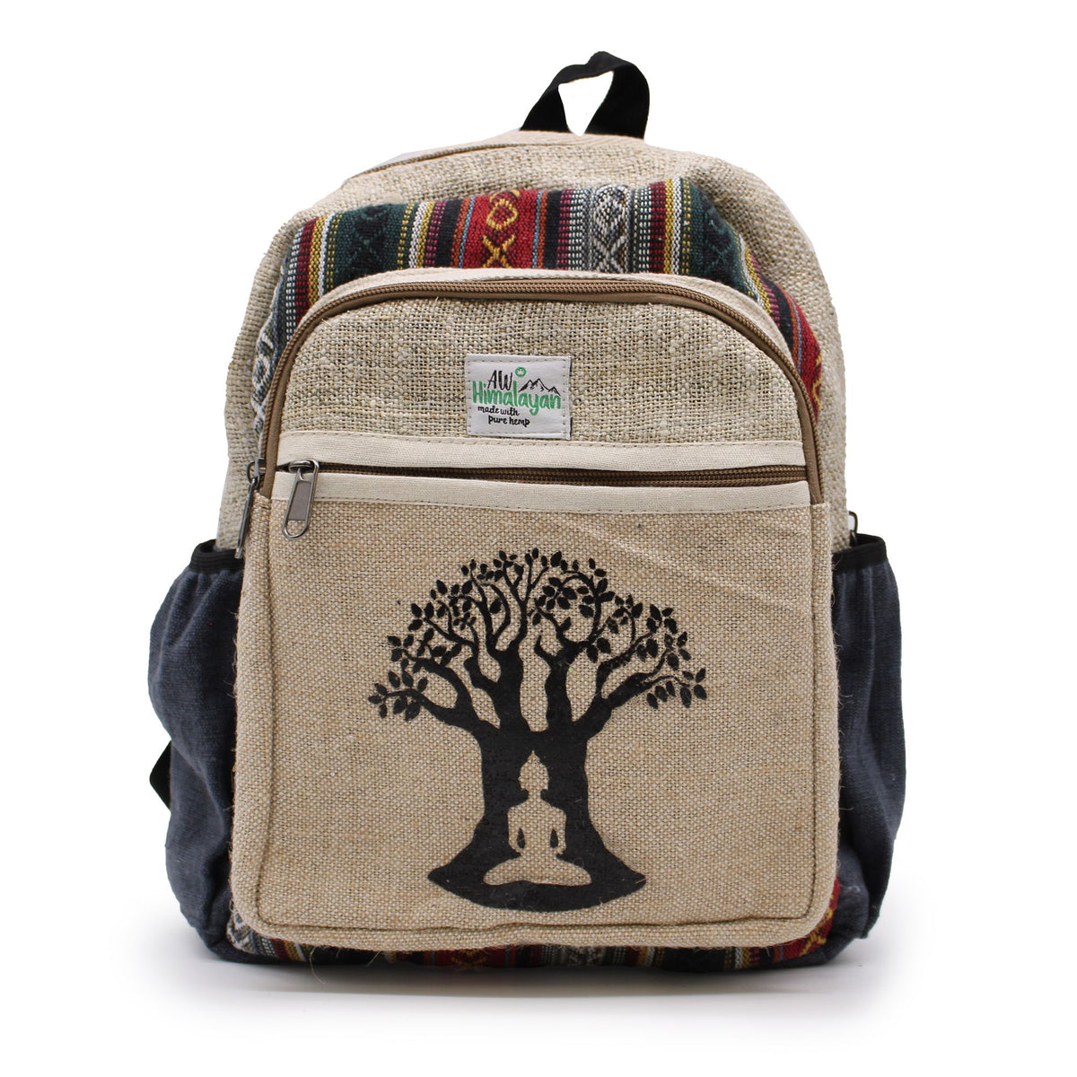 Small Hemp Backpack with Bodhi Tree Design