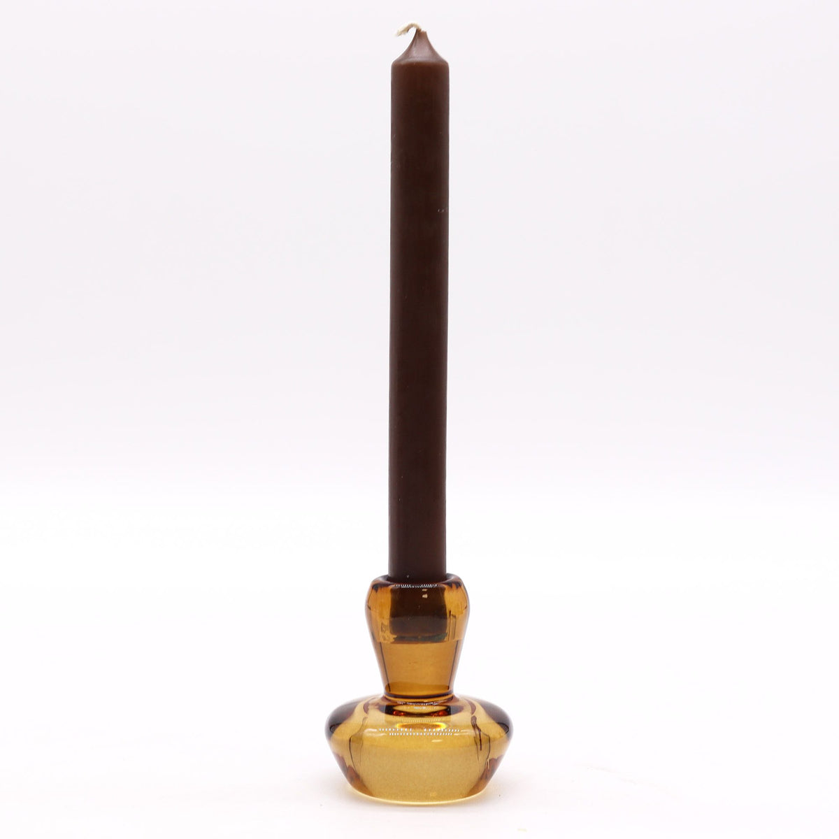 Mushroom Flip Glass Candle Holders – Antique Amber, Set of 2