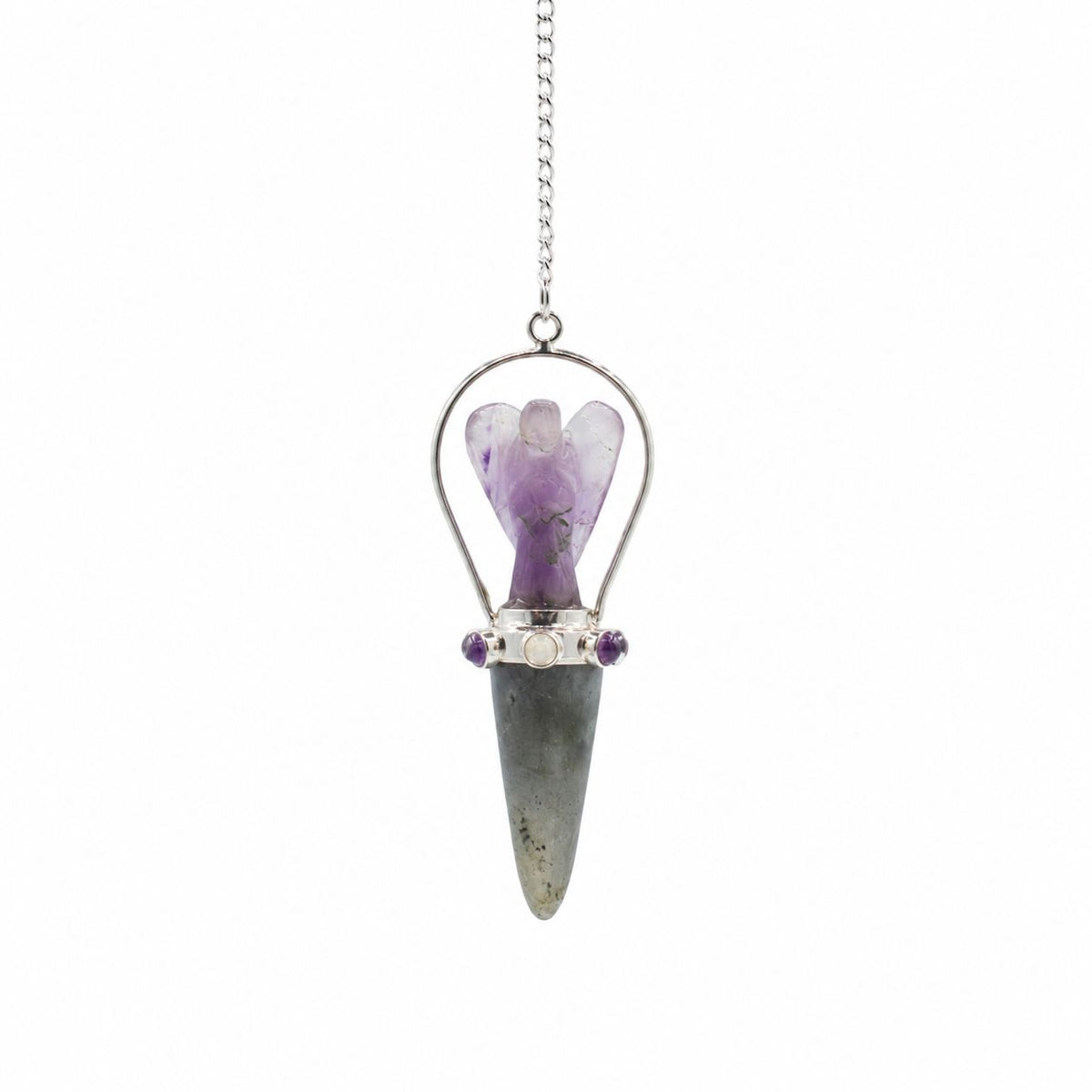 Labradorite and Amethyst Angel Pendulum