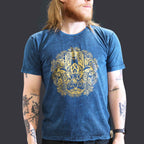 Hamsa Blue Stonewashed Cotton T-Shirt – Large