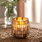 Amber Mosaic Glass Jar Candle