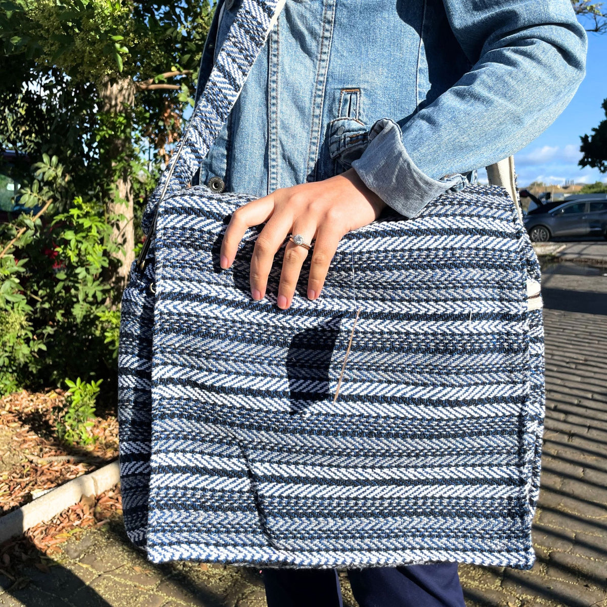 Soft Banjara Laptop Bag with Blue Stripes