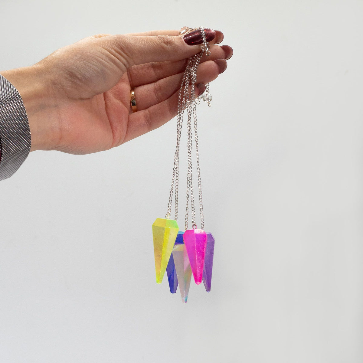Purple Aurora Crystal Six-Sided Pendulum – 4cm
