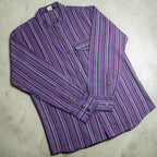 Black and Purple Sari Grandad Shirt – XL