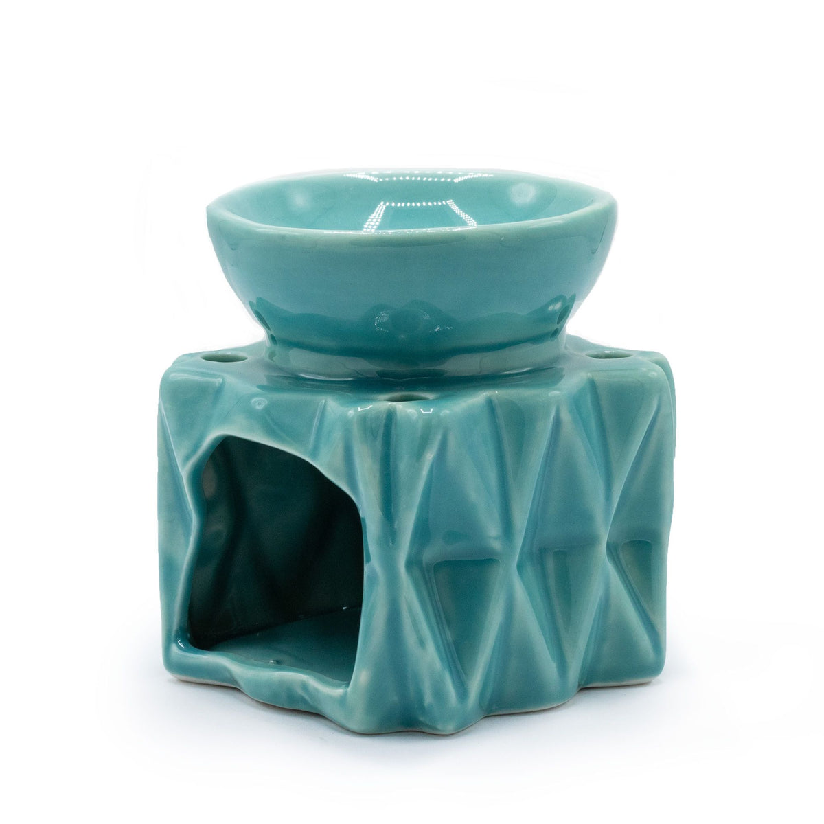 Blue Geometric Ceramic Oil Burner
