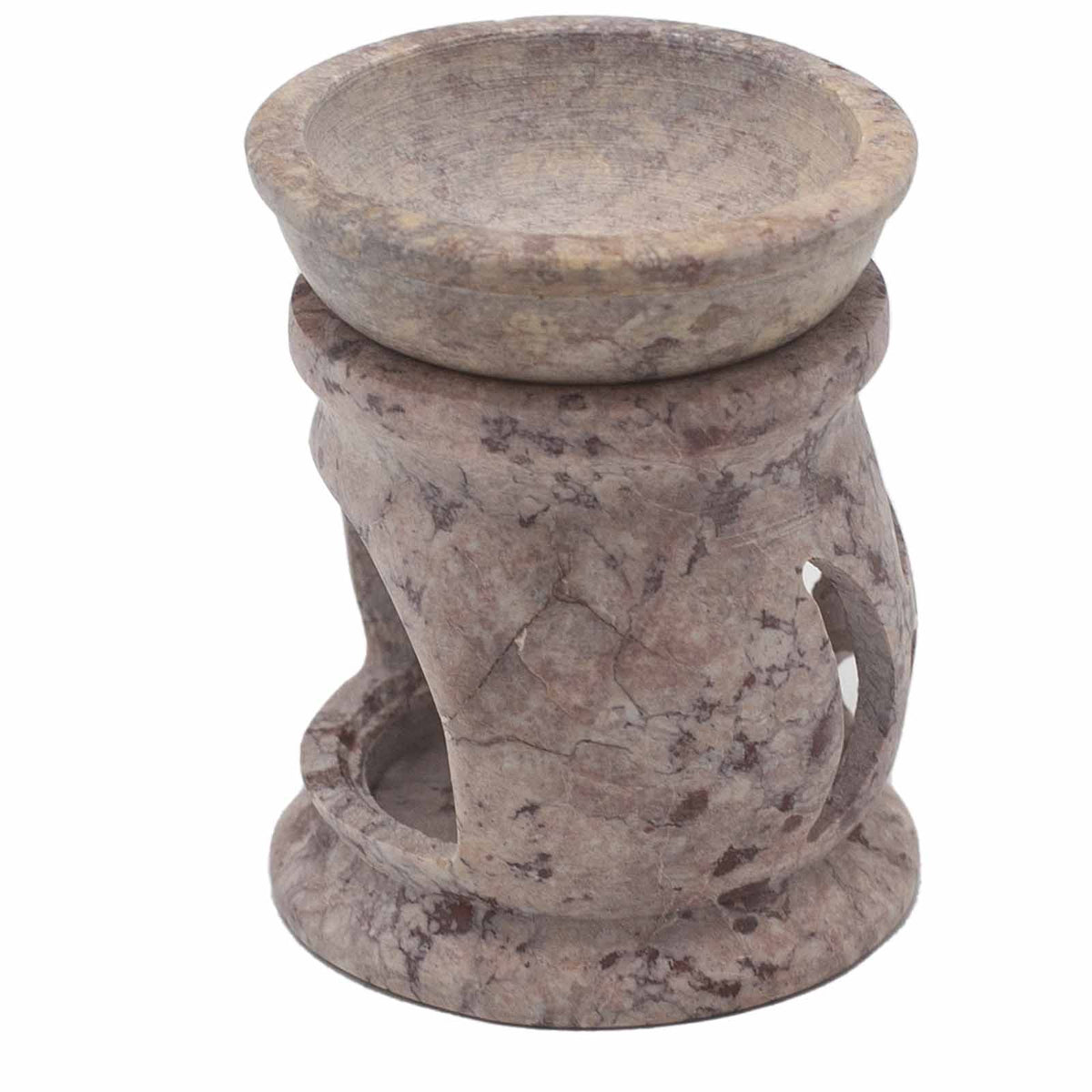 Soapstone Oil Burner with Three Moon Design – 8cm