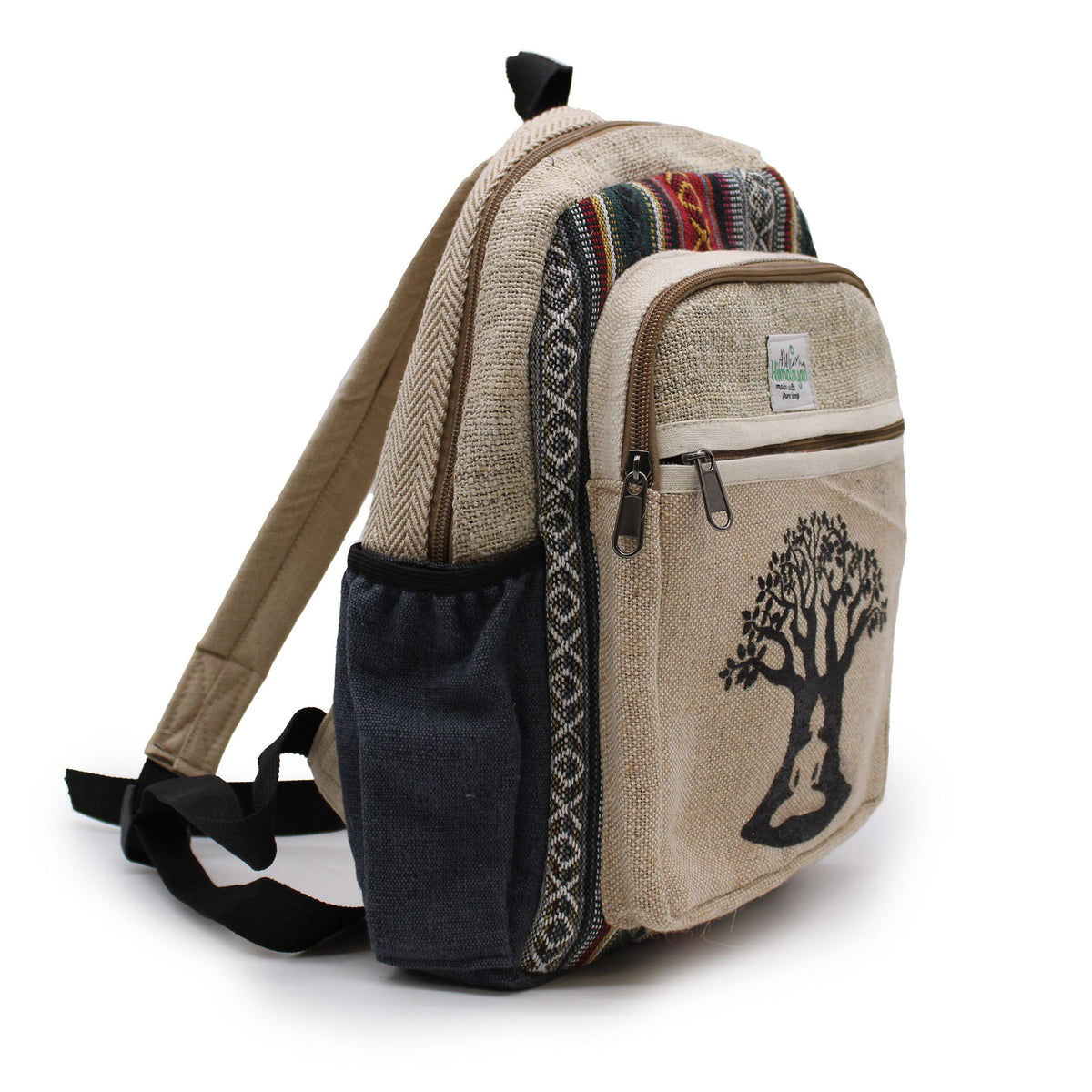 Small Hemp Backpack with Bodhi Tree Design
