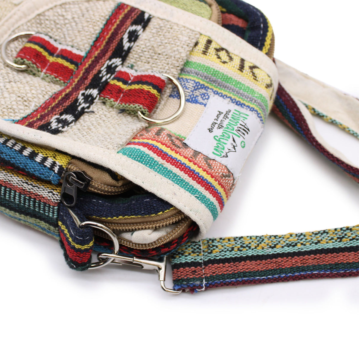 Natural Hemp Jhari Crossbody Travel Bag
